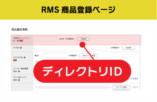 商品登録画面でできる対策③:ディレクトリIDをチェックしよう1