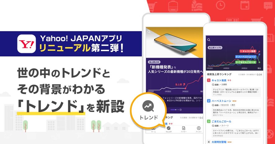 7位 【Yahoo! JAPANアプリ】世の中の人々が話題にしていることがわかる「トレンド」を新設 検索で急上昇しているワードのランキングや、関連ニュース、SNS投稿を表示