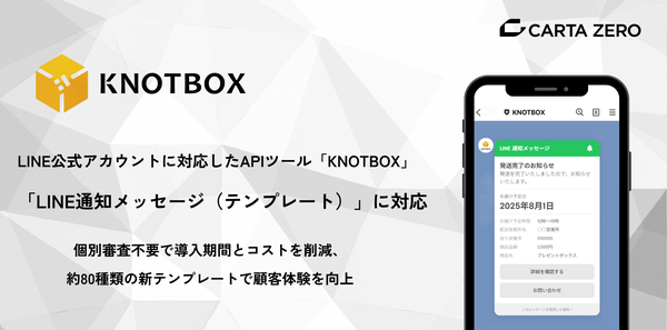 CARTA ZEROのLINE公式アカウント向けツール「KNOTBOX」がLINE通知メッセージ(テンプレート)に対応開始、審査不要で迅速な導入を実現