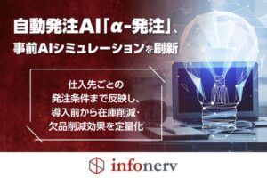 自動発注AI「α-発注」が事前AIシミュレーション機能をリニューアル、仕入先ごとの発注条件反映で高精度な効果検証が可能に