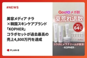 PLAN-Bの美容メディア「ナラ」がKOPHERとコラボ！特別セットで売上4,800万円を記録