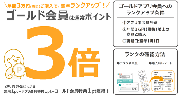 ニトリホールディングス、ニトリメンバーズにポイント3倍の新会員ランク「ゴールドアプリ会員」を導入