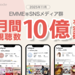 株式会社gracemodeのSNSメディア群「EMME」が月間総視聴数10億回を突破！次世代型美容メディアとしての地位を確立