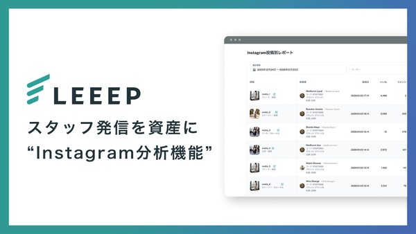 REGALI「LEEEP」にスタッフInstagram分析機能を追加、SNS発信を定量評価し組織的活用を実現