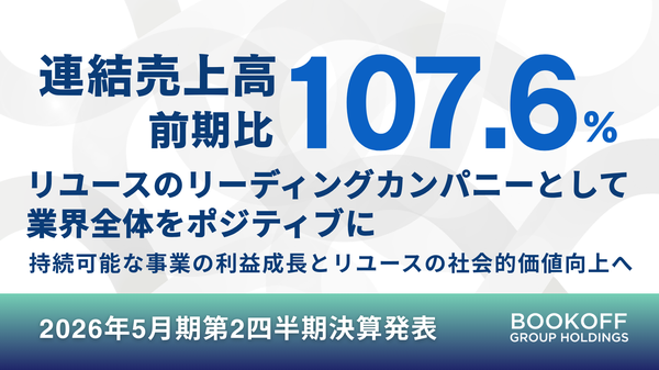 ブックオフグループが2026年5月期第2四半期決算を発表 売上高611億円でリユース市場拡大へ取り組み強化