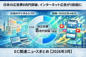 日本の広告費８兆円突破、インターネット広告が５割超に：EC関連ニュースまとめ【2026年３月】