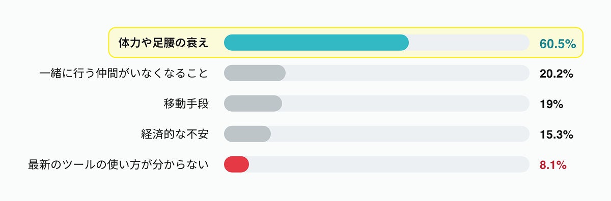楽しみを続ける上での不安に関する調査結果