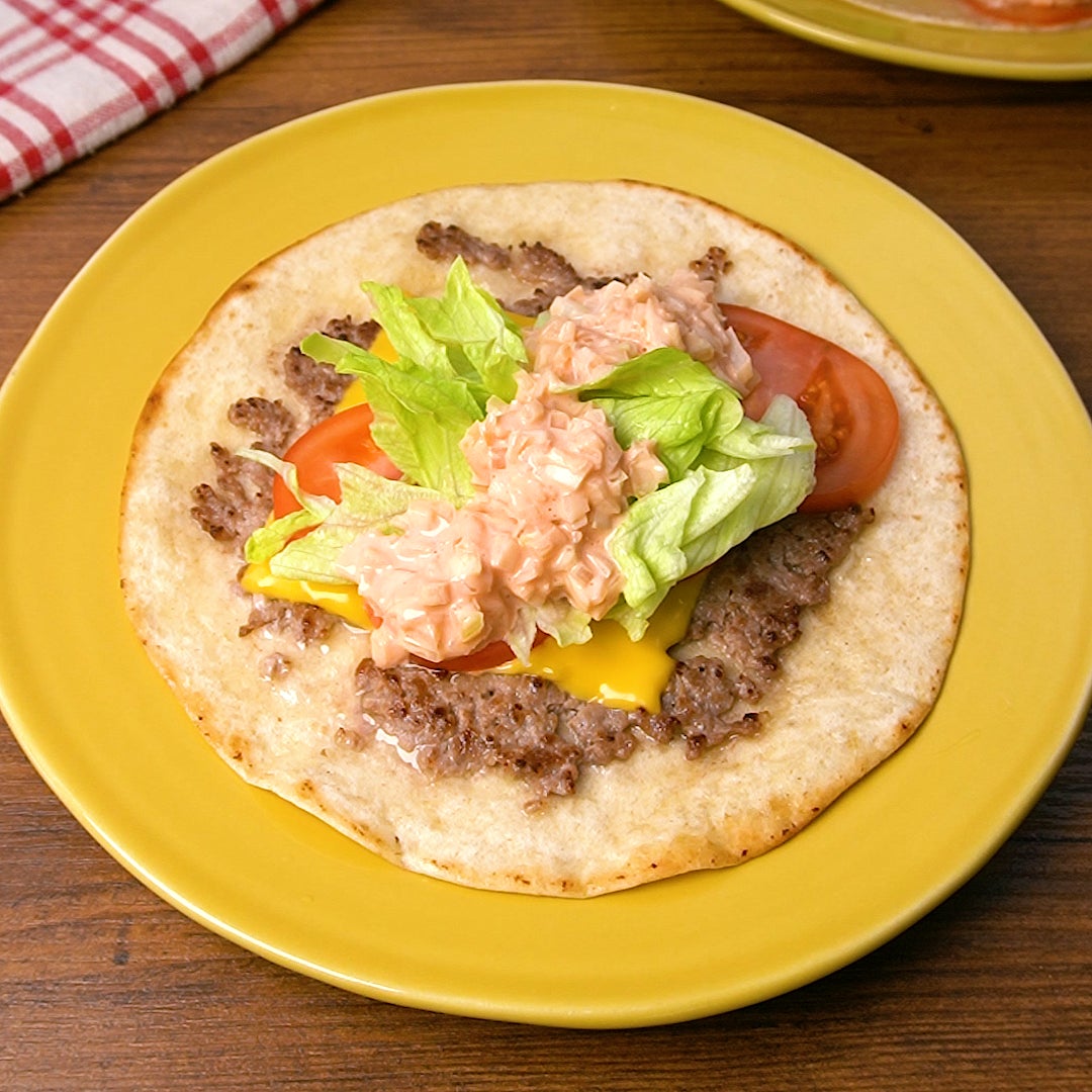 トルティーヤでバーガー風