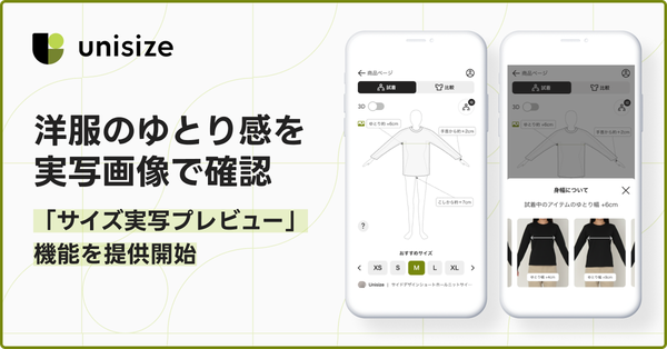 メイキップのunisize、洋服のゆとり感を実写で確認できる「サイズ実写プレビュー」機能を提供開始
