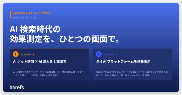 Ahrefs、AI検索時代のブランド可視性分析機能「ブランドレーダー」を大幅アップデート