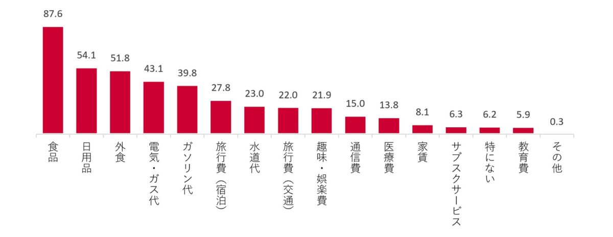 値上がりを実感する項目