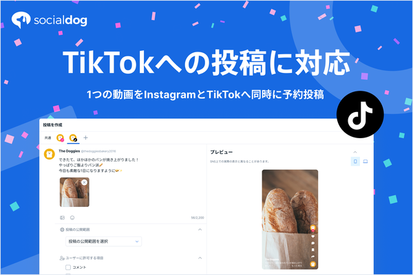 SocialDogがTikTok投稿に対応、主要SNSを一元管理できるオールインワンツールへ進化