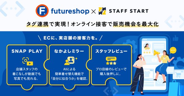フューチャーショップとバニッシュ・スタンダード、ECサイト向けスタッフDXアプリ「STAFF START」とのタグ連携を開始