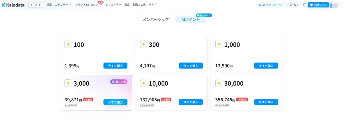 AIポイント料金プラン