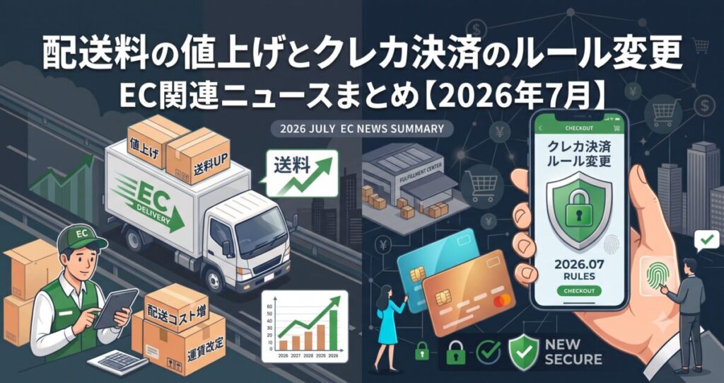 配送料の値上げとクレカ決済のルール変更：EC関連ニュースまとめ【2026年７月】