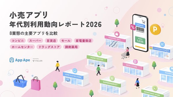 小売アプリ年代別利用動向レポート2026、20代男性は前年比30.3%増で利用時間が大幅拡大