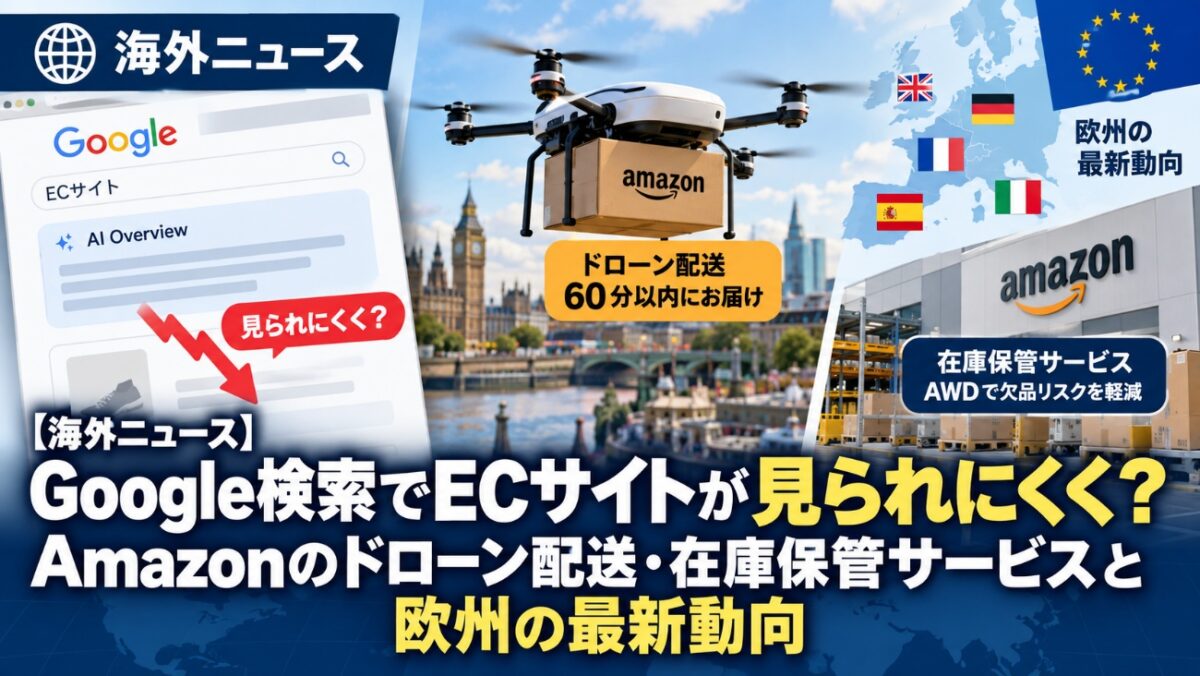 【海外ニュース】Google検索でECサイトが見られにくく?Amazonのドローン配送・在庫保管サービスと欧州の最新動向