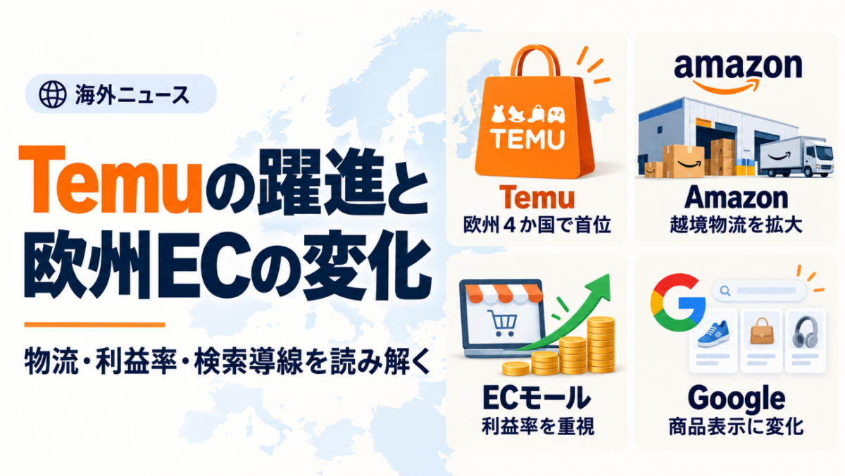 【海外ニュース】Temuが欧州4か国で首位に Amazonの物流拡大と利益重視の出店戦略 Googleの商品表示も変化