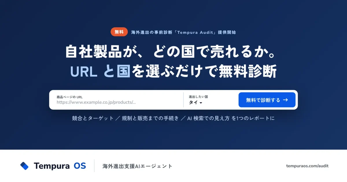 Tempura technologies、海外進出の事前診断ツール「Tempura Audit」を無料提供開始
