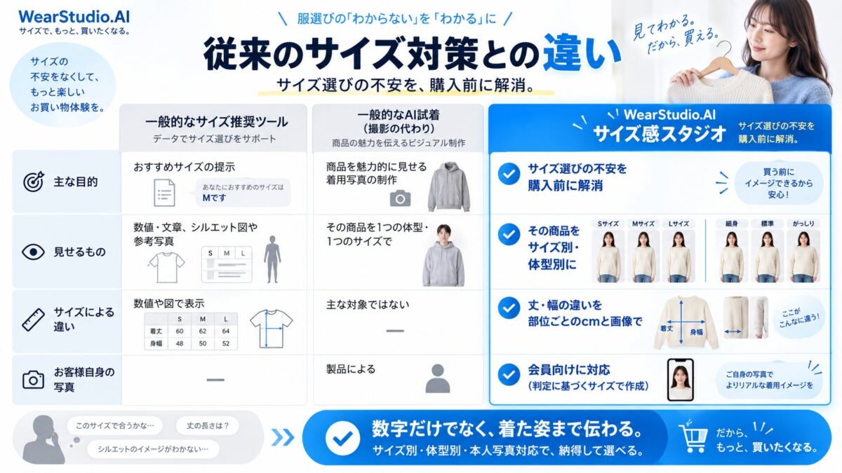 従来のサイズ対策との違い