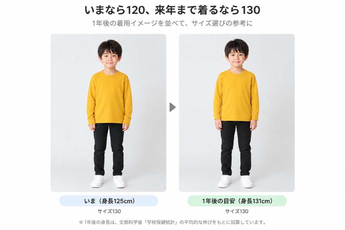 成長の早いお子さまの服にも対応